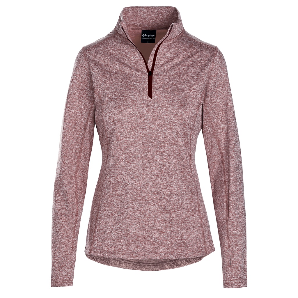 In Play women's quarter zip in Maroon Heather